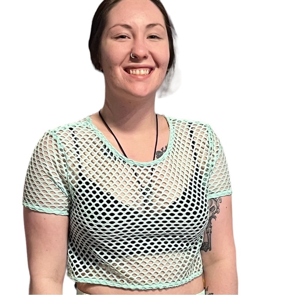 Isla Bonita Mesh net high waist coverup trouser pants and crop top set NWT - Picture 6 of 6